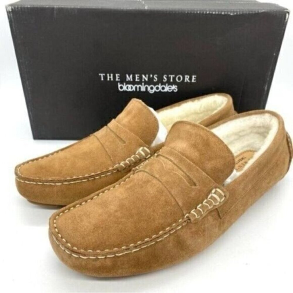 The Men’s Store Bloomingdale’s Men’s Shearling Moc Toe Slippers Size 7 New